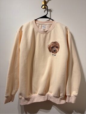 Finn the Dog Portrait Sweatshirt Fleece Lined Cream Size Unisex Large